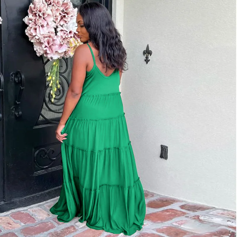 Plus Size Women Dress Summer Elegant Sleeveless Skirt Fashion Loose Outfits 2022 Lady Luxury Clothes Party Evening Maxi Gown