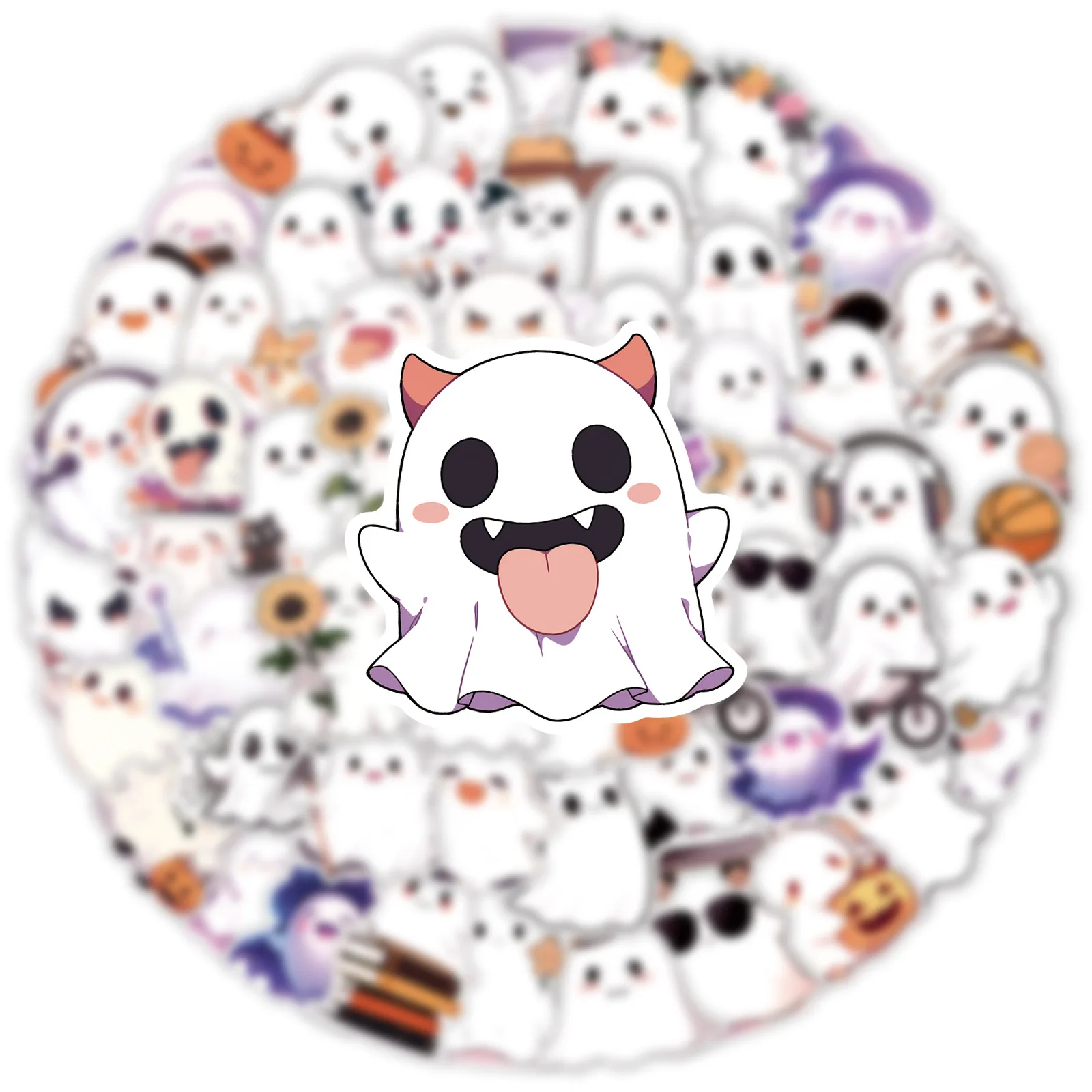 50Pcs 귀여운 할로윈 유령 스티커 DIY 스티커 Scrapbooking 전화 수하물 스케이트 보드 방수 데칼