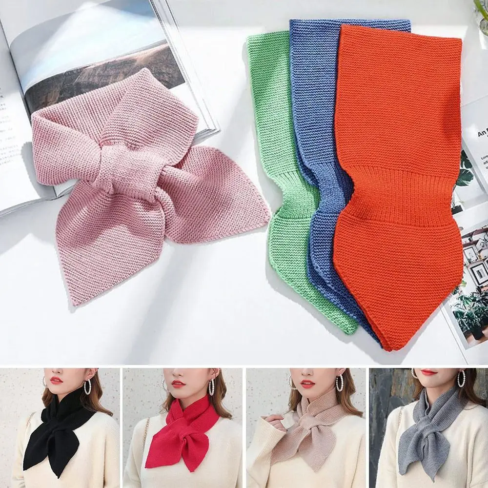 

Knitted Cross Scarf Winter Detachable Warm Neck Warmer Windproof Casual Turtleneck Women