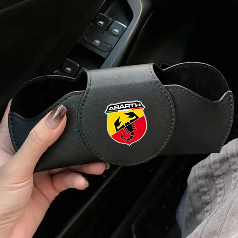 Car Auto Sun Visor Glasses Box Leather Car Sunglass Holder for Fiat