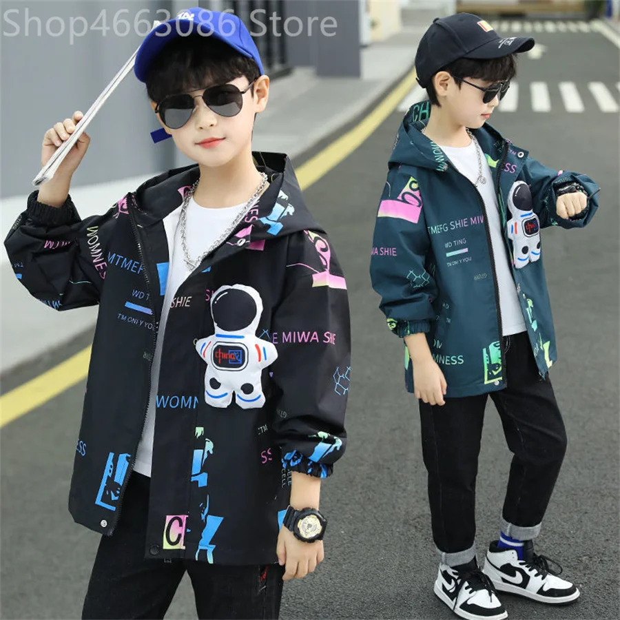 Boys Jacket Spring autumn Children Sport Fleece cartoon print Wear Jacket For Boys Kids Warm Waterproof Windproof Teenage Coats