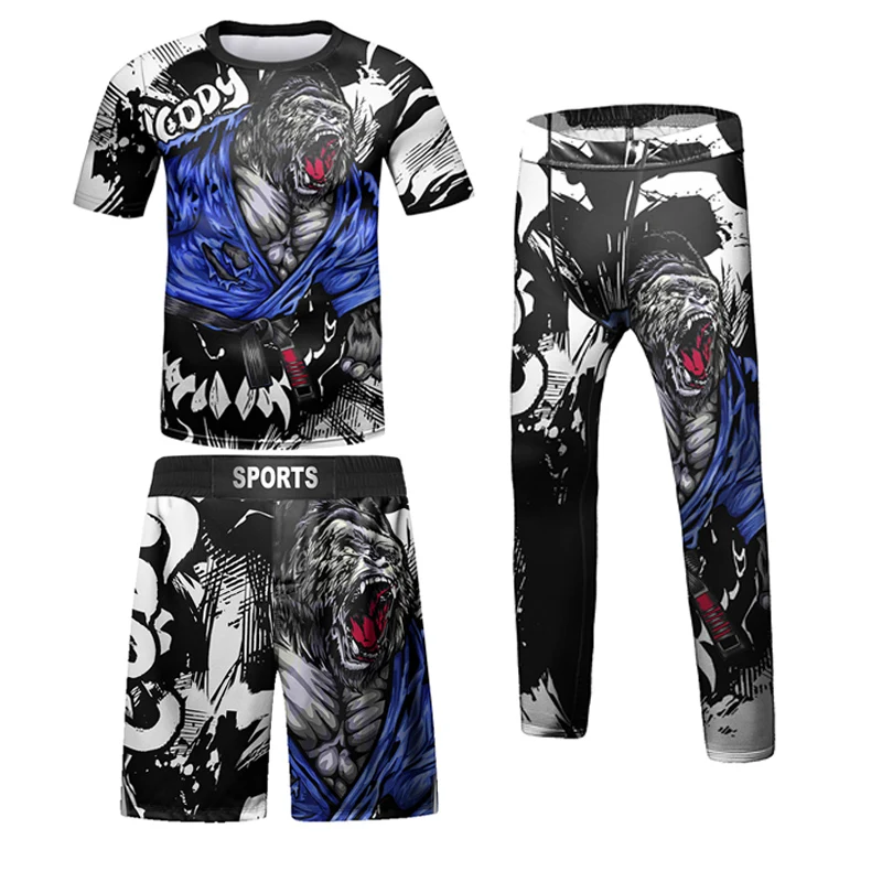 Mma Kids Rash Guard Bjj T-shirt Pant Set Jiu Jitsu Shorts Children Kickboxing Muay Thai Fighting Sportwear Boy Boxing Clothing sports apparel