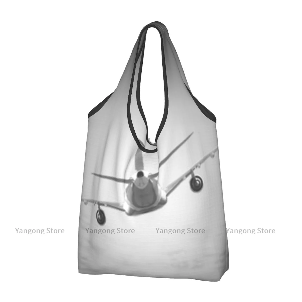 

Foldable Shopping Bag Plane In The Sky Tote Folding Pouch Handbag Convenient Travel Grocery Bag