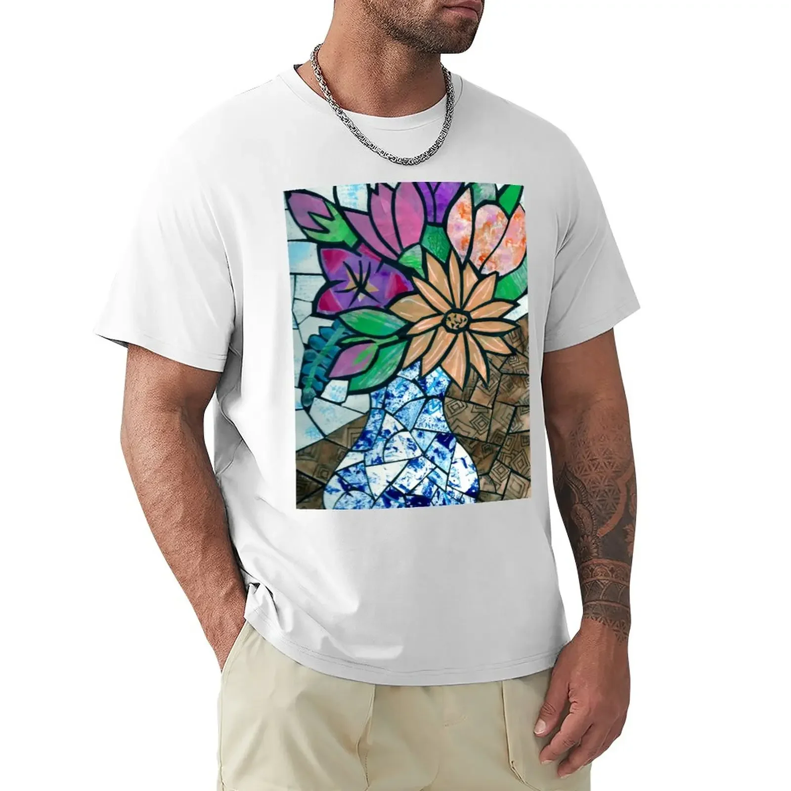 Collage Di Mosaico Floreale Di Nancy Salus T-Shirt Hippie Clothes Oversize Abbigliamento Uomo