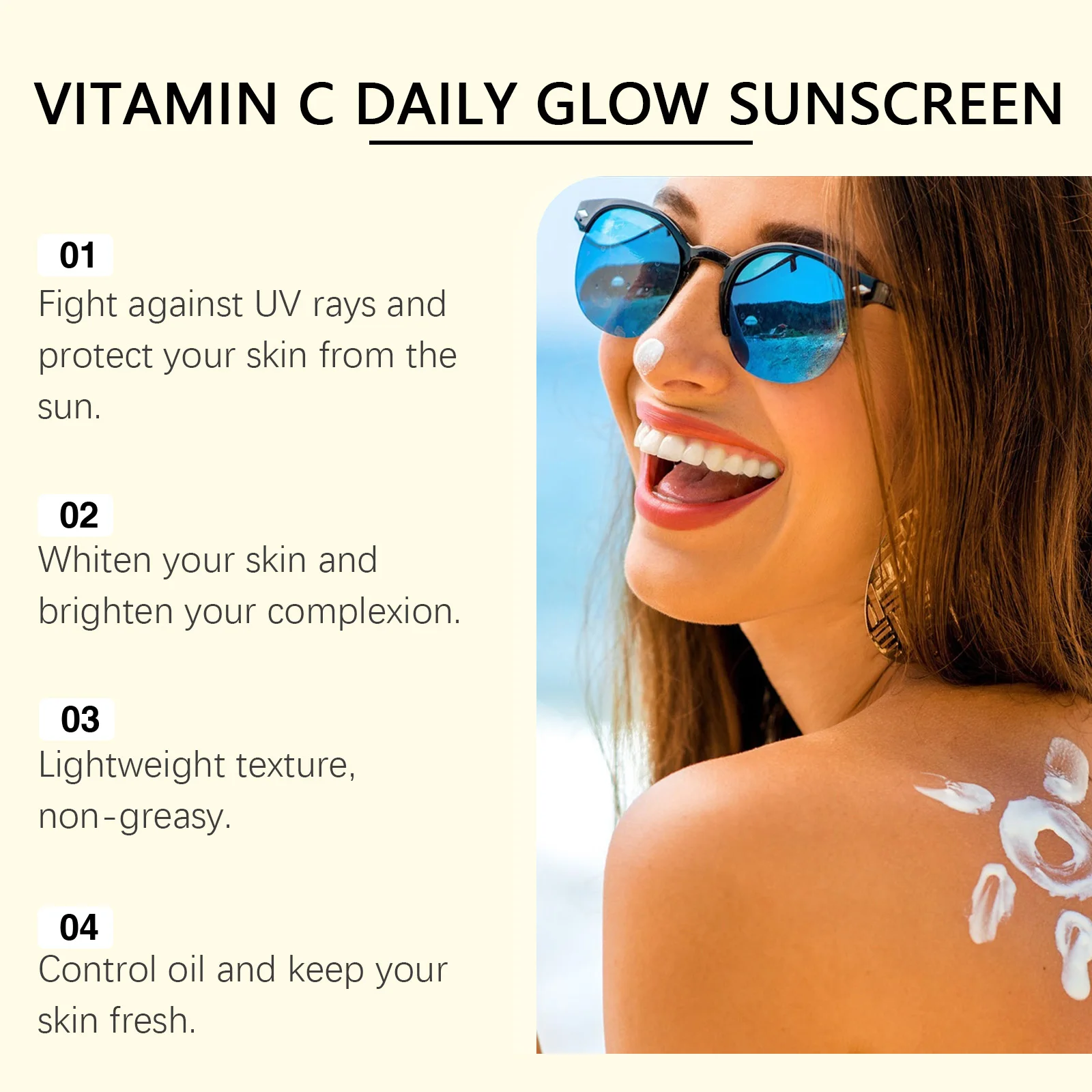 Vitamin C Sunscreen Spf 50+ Even Dkin Tone Brightening Skin Prevent Sunburn Oil Control Fresh Waterproof Nourishing Sun Lotion