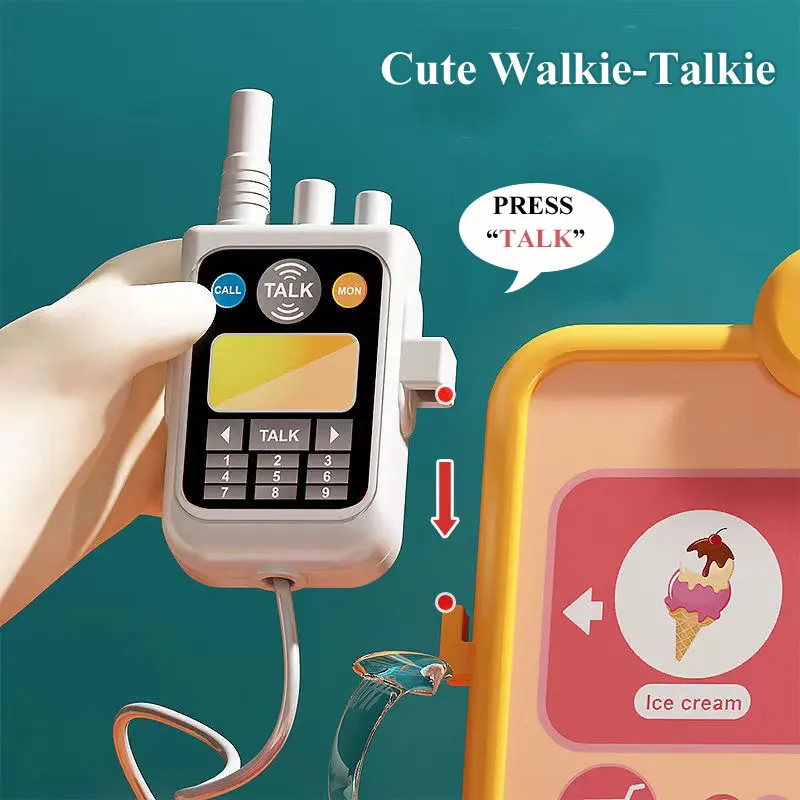 Pretend Play Calculator Cash Register Toy Supermarket Shop Cashier Registers with Scanner Microphone Credit Card Gifts for Kids 5
