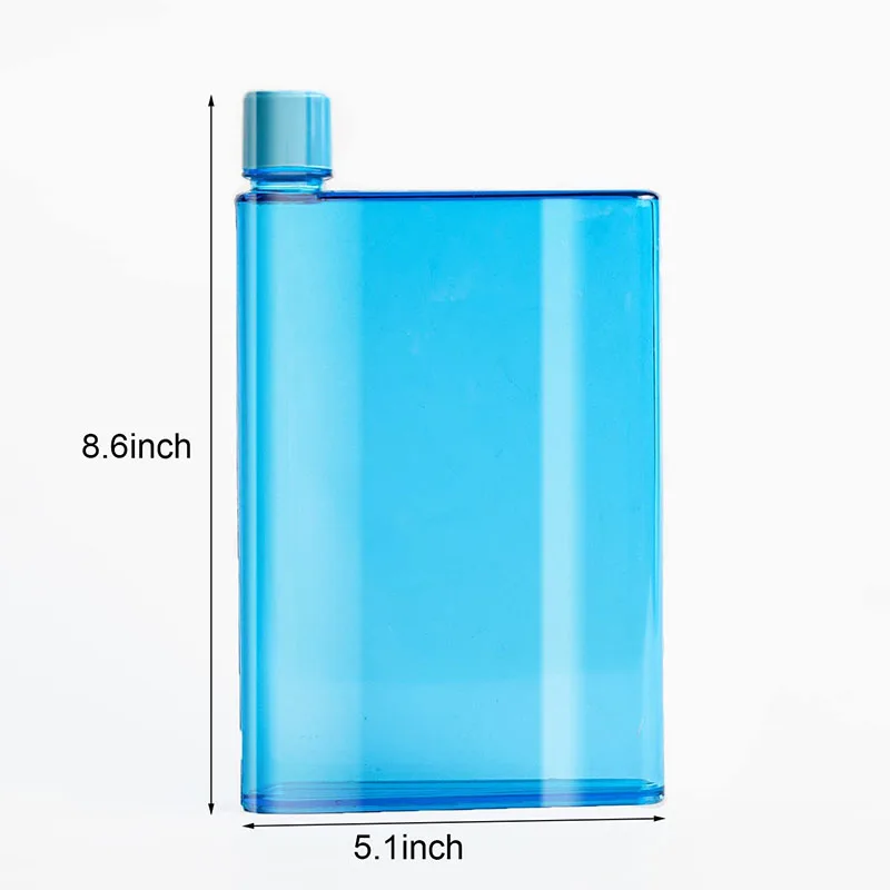 젤리블 투명 재사용 가능한 슬림 플랫 물병 420ml 휴대용 - 학교 스포츠 여행 식사를 위한 주머니 및 임의의 모서리에 적합