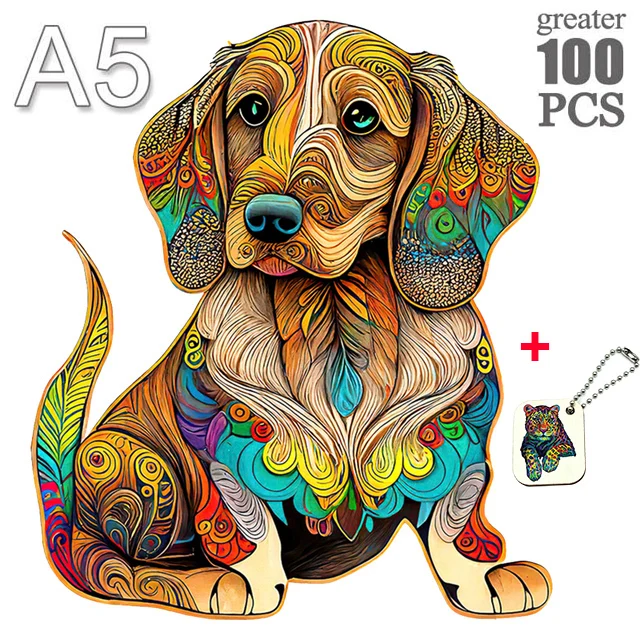 3D Puppy Wooden Jigsaw Puzzle - Premium Animal Puzzle Gift in Boutique Box