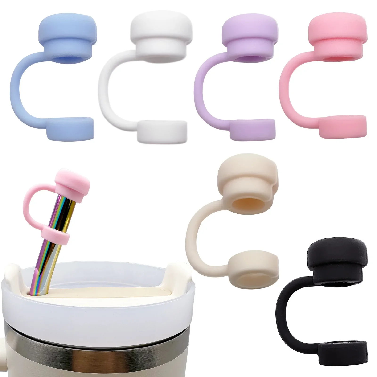 Straw Covers Cap Reusable Silicone Straw Toppers Compatible with Stanley Cup Spill Leak Stopper Splash Dust Proof