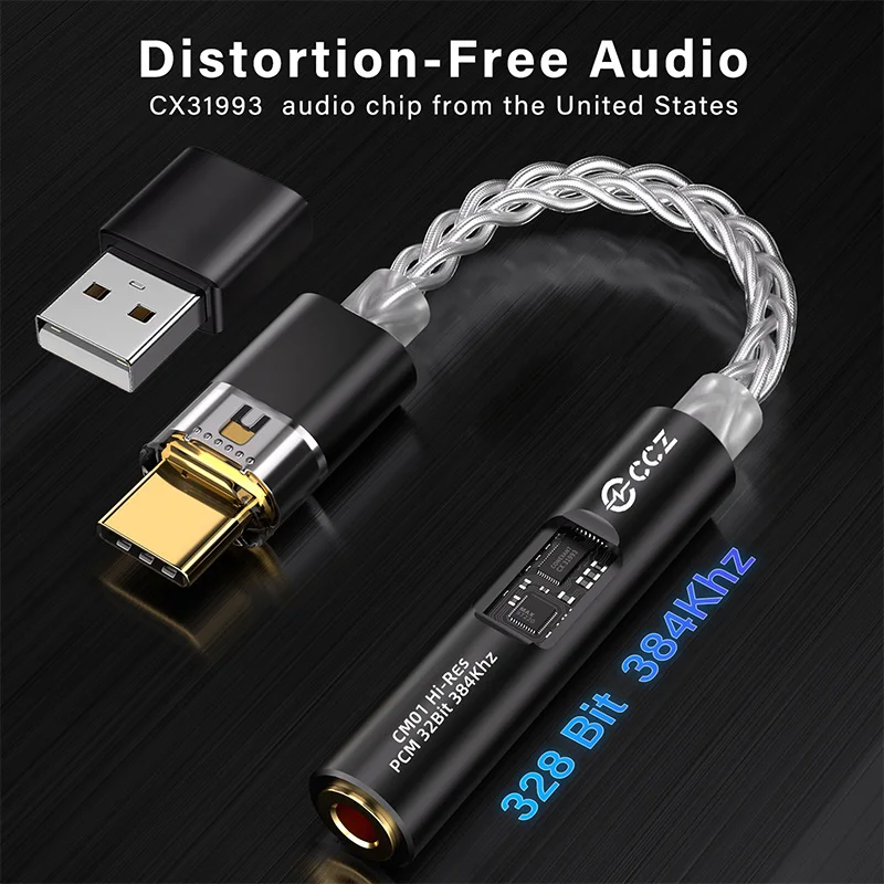 CCZ CM01 USD C to 3.5mm Audio Adapter 8 core Single Crystal Copper