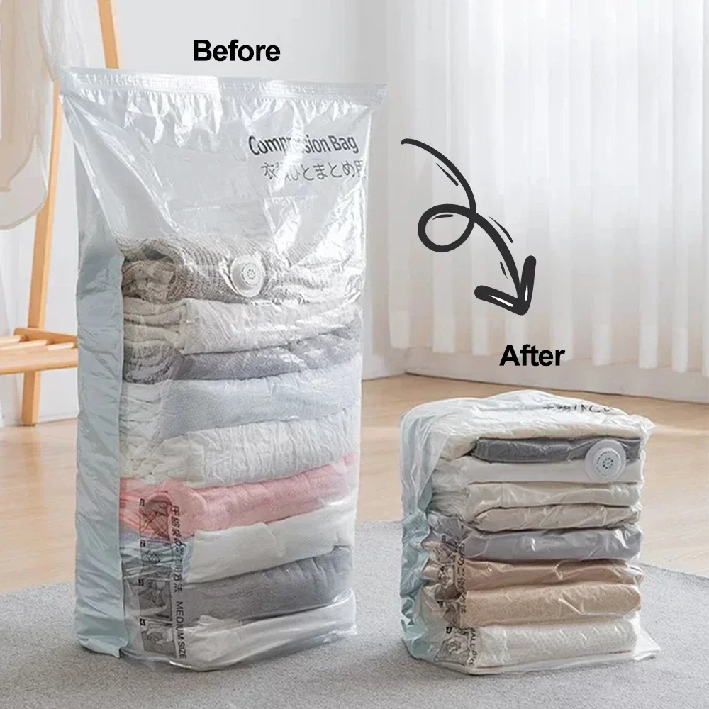 No Need Pump Vacuum Bags Cube Large Capacity Space Saver Storage Bag for Storing Clothes Blanket Quilt Compression Organizer Bag 3