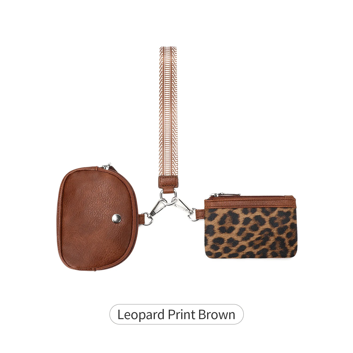Stylish Mini Zipper Wristlet for Women - Double Pocket Portable Keychain Coin Purse with Detachable Feature