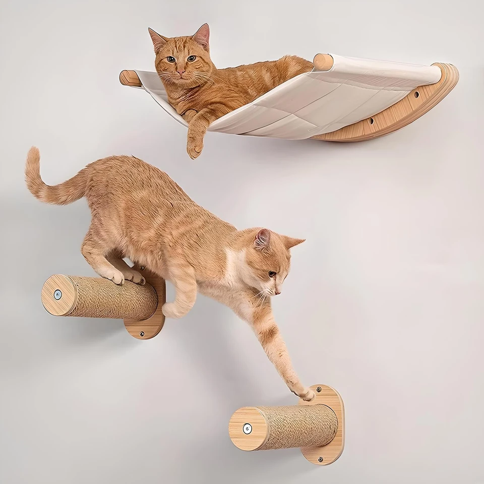 Wall Mounted Cat Hammock with Two Steps