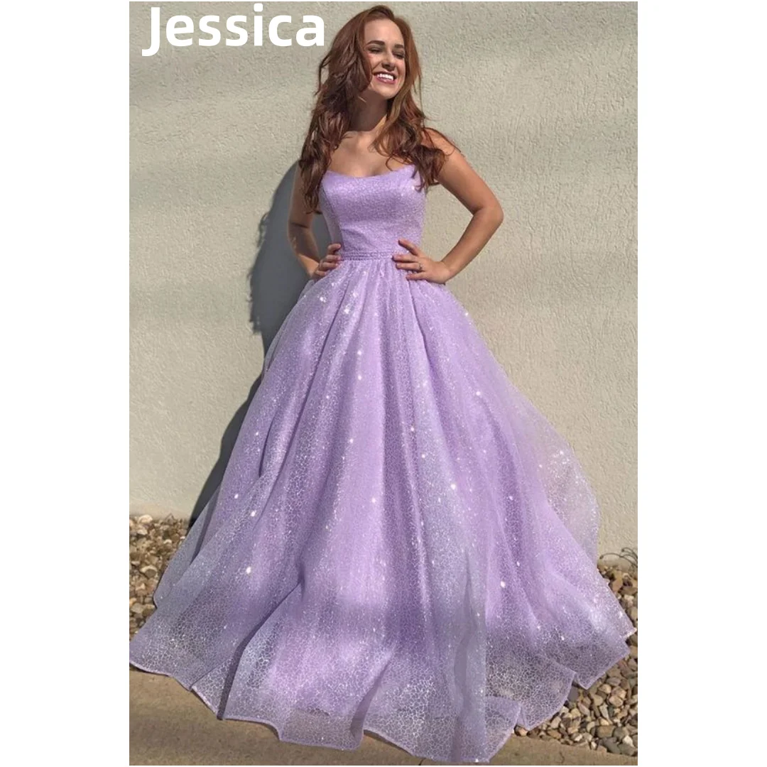 

Jessica Lavender Purple Prom Dresses Sweet Glitter Tulle Vestidos De Noche A-shaped Formal Occasions Princess Party Dressese