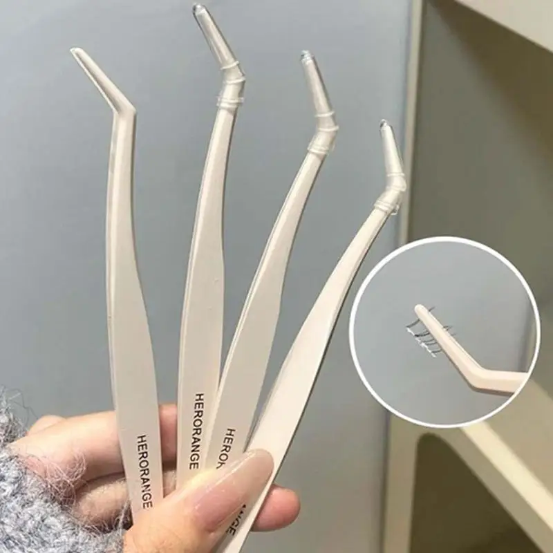1Pc 안티 스틱 핀셋 끈적이지 않는 DIY 둥근 디자인 전문 접목 안티 스틱 글루 프리 인조 속눈썹 핀셋.
