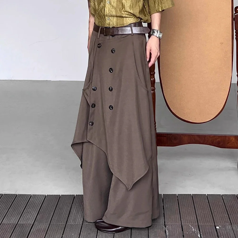 Men Irregular Pants Button Joggers Streetwear Solid Color Trousers Men Vintage Loose Casual Wide Leg Pants S-5XL,stretch pants,men pants