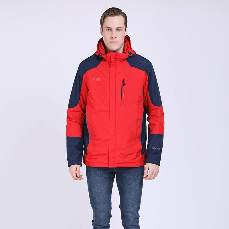 

2023 New Men's Waterproof Windpoof Jackets Men Spring Autumn Jacket Coats Spliced Male Brand Clothing Red color Zipper