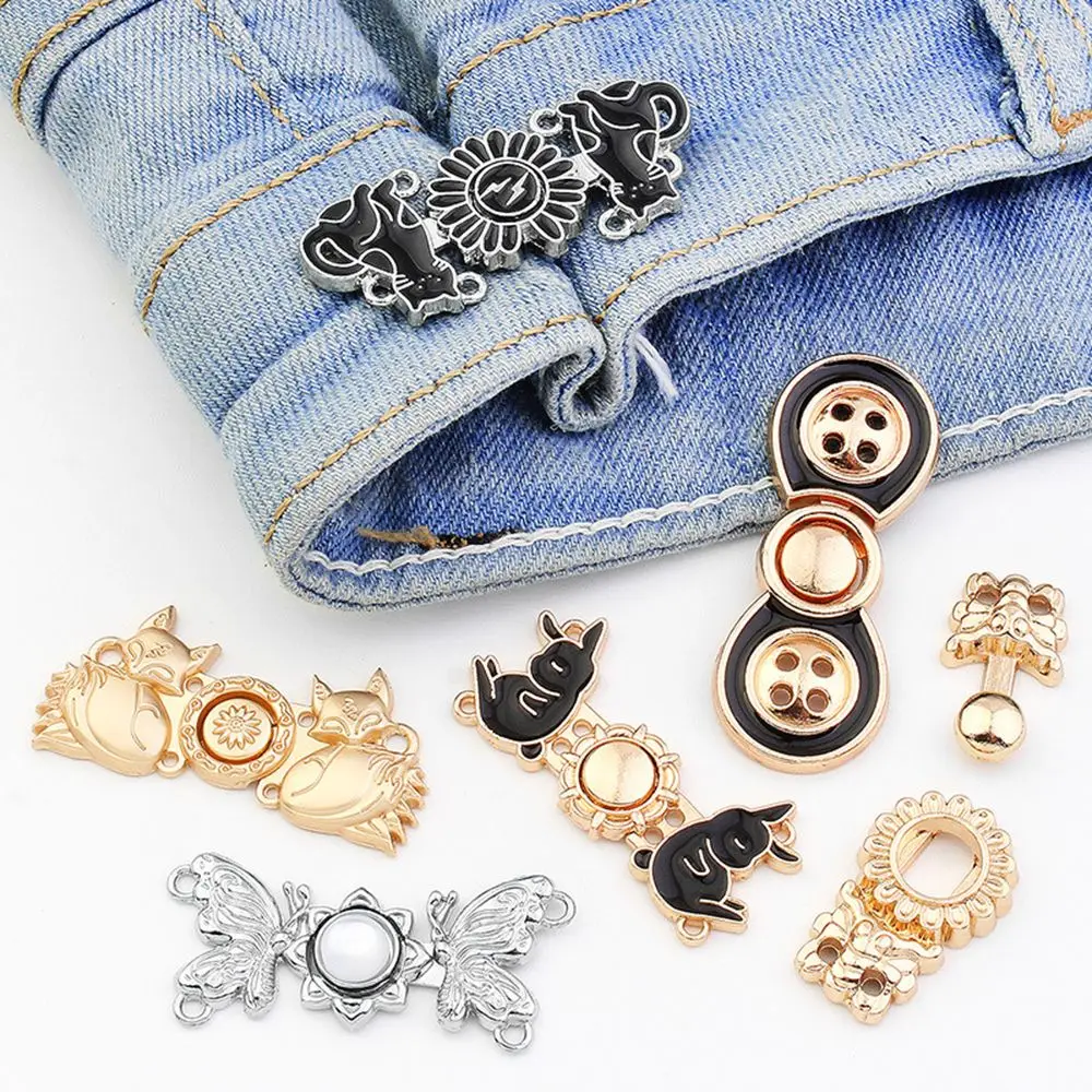 Adjustment Button Metal Tightening Waistband Pins Garment Jeans Waist  Buckle