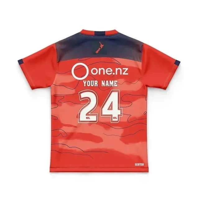 Camiseta de rugby de local/visitante/entrenamiento para niños de New Zealand Warriors 2024 - Talla para hombre: 16-26 (nombre y número impresos) Calidad superior