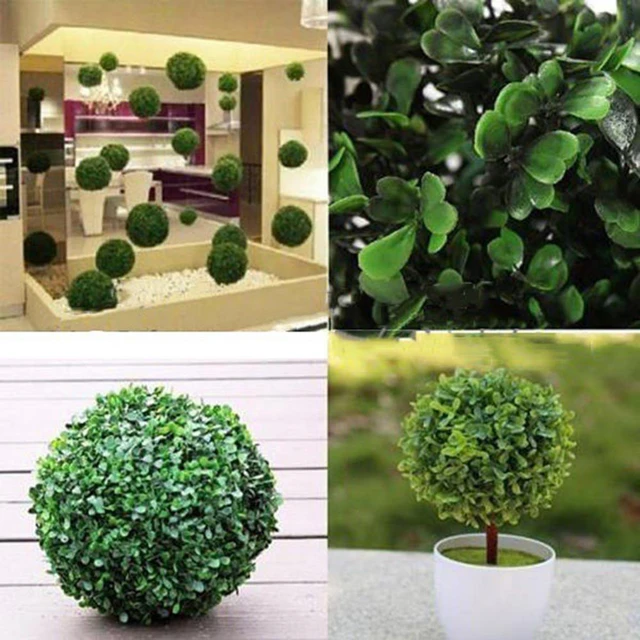 Artificial Potted Topiary Ball Fake Boxwood Decor Faux Greenery Balls Pot  Bonsai Tree Home Wedding Green Plastic Indoor Outdoor - AliExpress