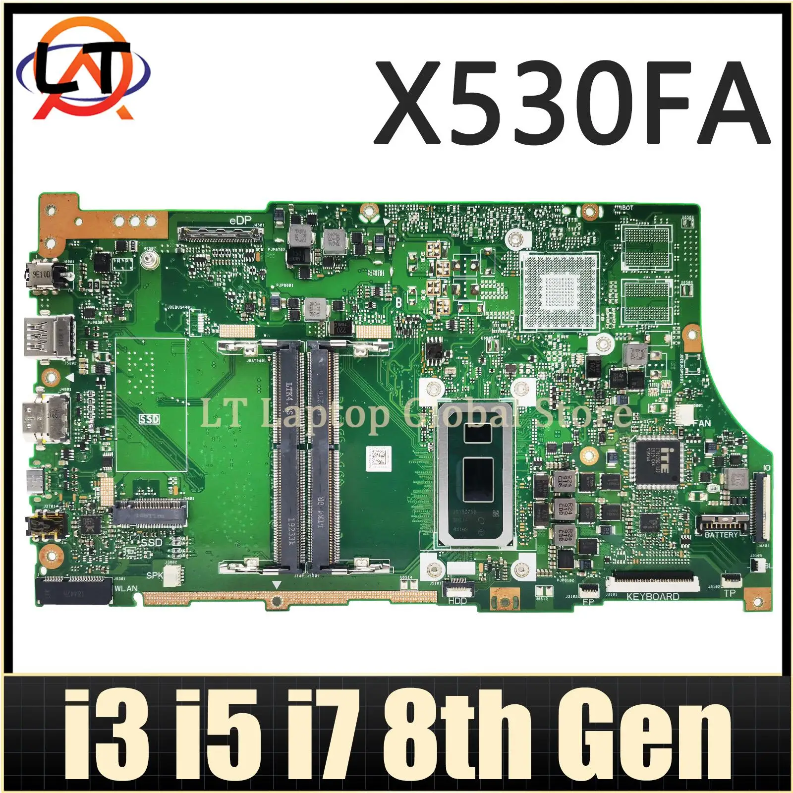 

X530FN Laptop Motherboard For ASUS X530FA X530F S530F S5300F Mainboard With CPU I3 I5 I7 8th Gen MAIN BOARD