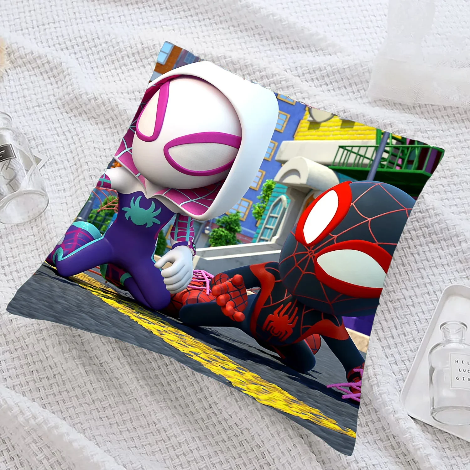 Spidey And His Amazing Friends Square Throw Pillow Covers Pillowcases Cushion Covers Painted Soft Cozy Throw Pillow Case Zipper cushion cover pillow case cover