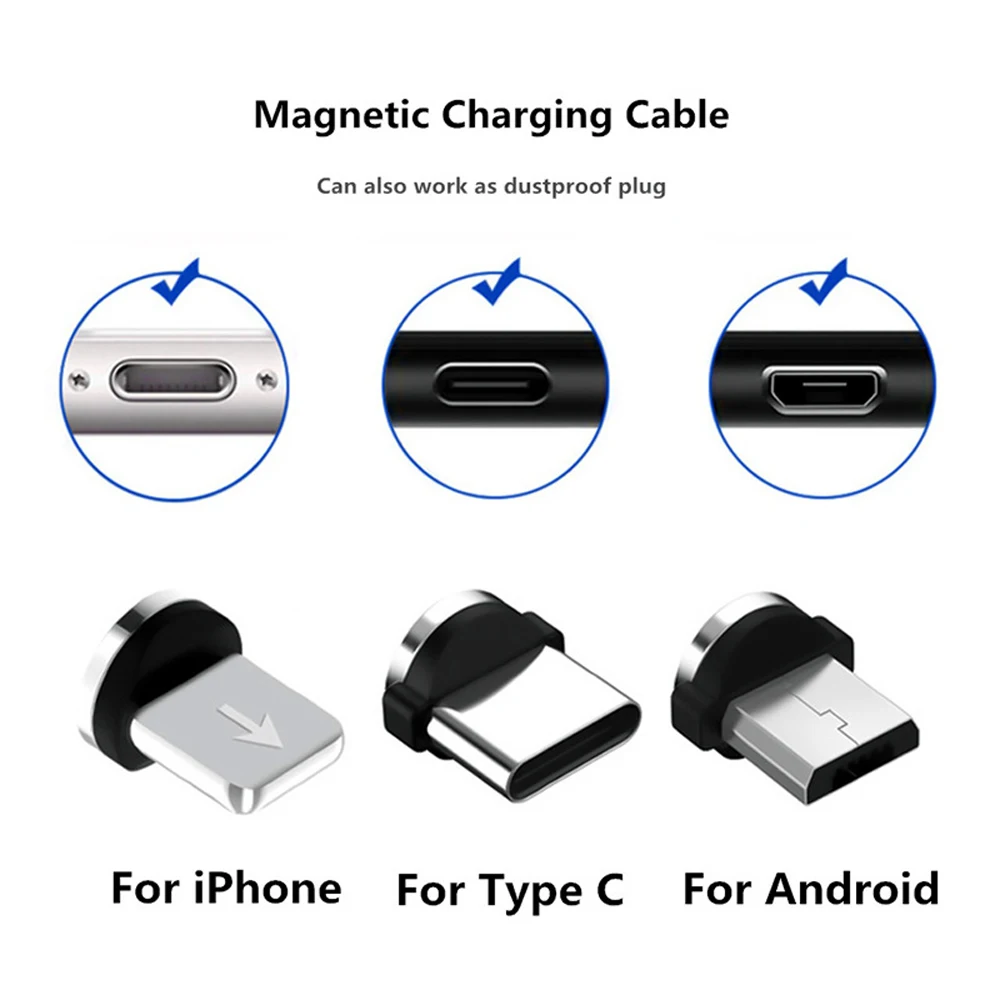 Magnetic cable adapter Magnetic Cable Adapter Mobile Phone Cable Micro USB Type C Dust Plugs Magnetic Tips For Iphone Magnet Charger Connector