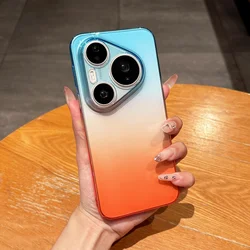 Gradient Color Transparent Shockproof Phone Case - Ultra Thin Hard PC Cover for HUAWEI Pura 90 Pro Max (Orange Ocean)