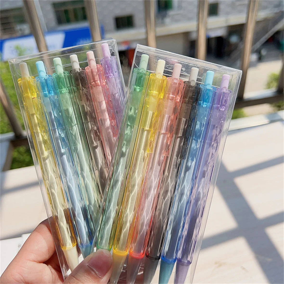 

6PCS Crystal Diamond Rollerball Pen Press Gel Pen Transparent 0.5ST Needle Black Water Pen School Supplies Office Stationery