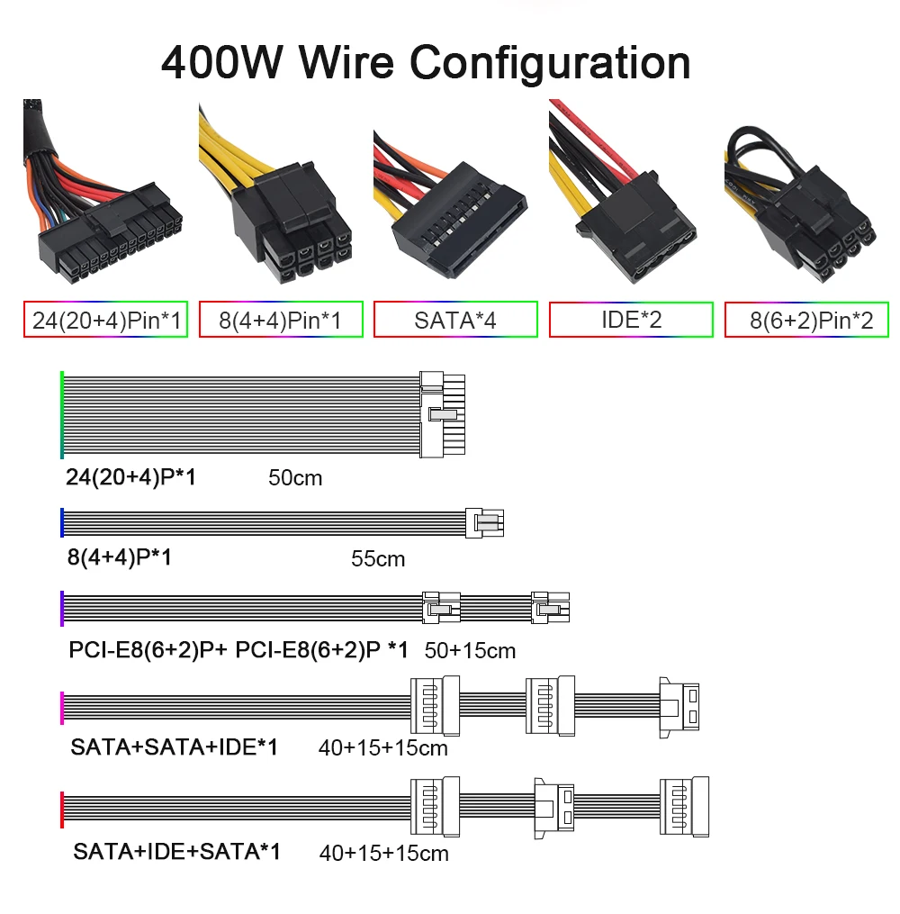 12V ATX 400W 600W RGB 110-230V Profissional