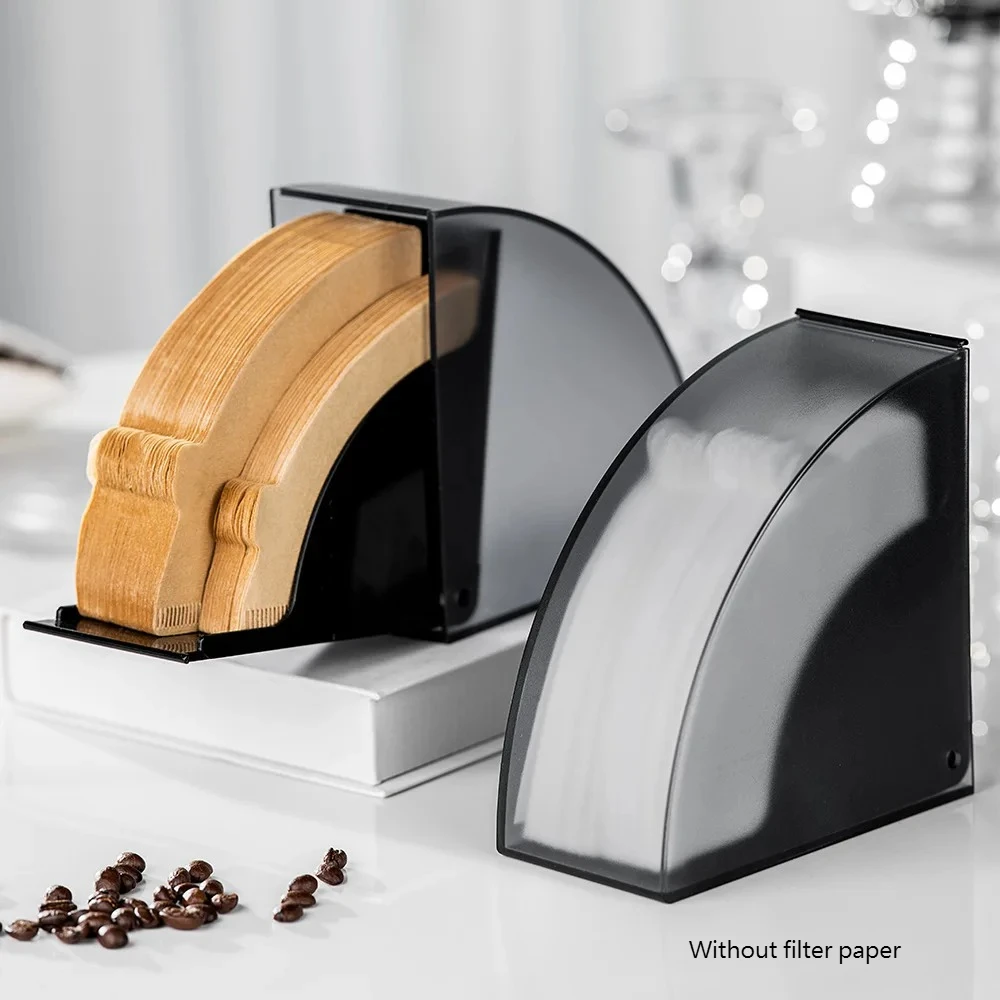 Acrylic Coffee Filter Holder with Lid - Damp-Proof Paper Dispenser and Storage Organizer