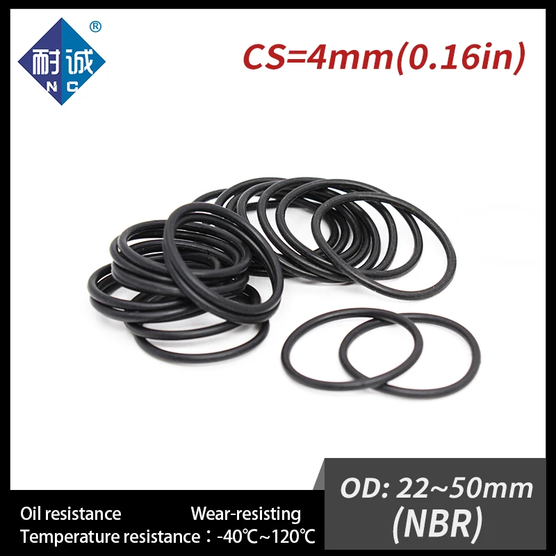 Уплотнительное кольцо из нитриловой резины 20 шт./лот, черный NBR CS 4 мм OD 22/24/25/28/30/32/34/35/38/40/42/45/48/50*4 уплотнительное кольцо Прокладка Масло Водонепроницаемый