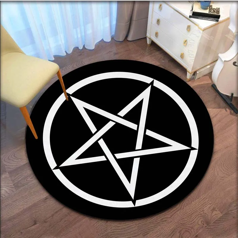 Supernatural Pentagram symbol Carpet Circular Living Room floor mat Flannel non-slip Home decor