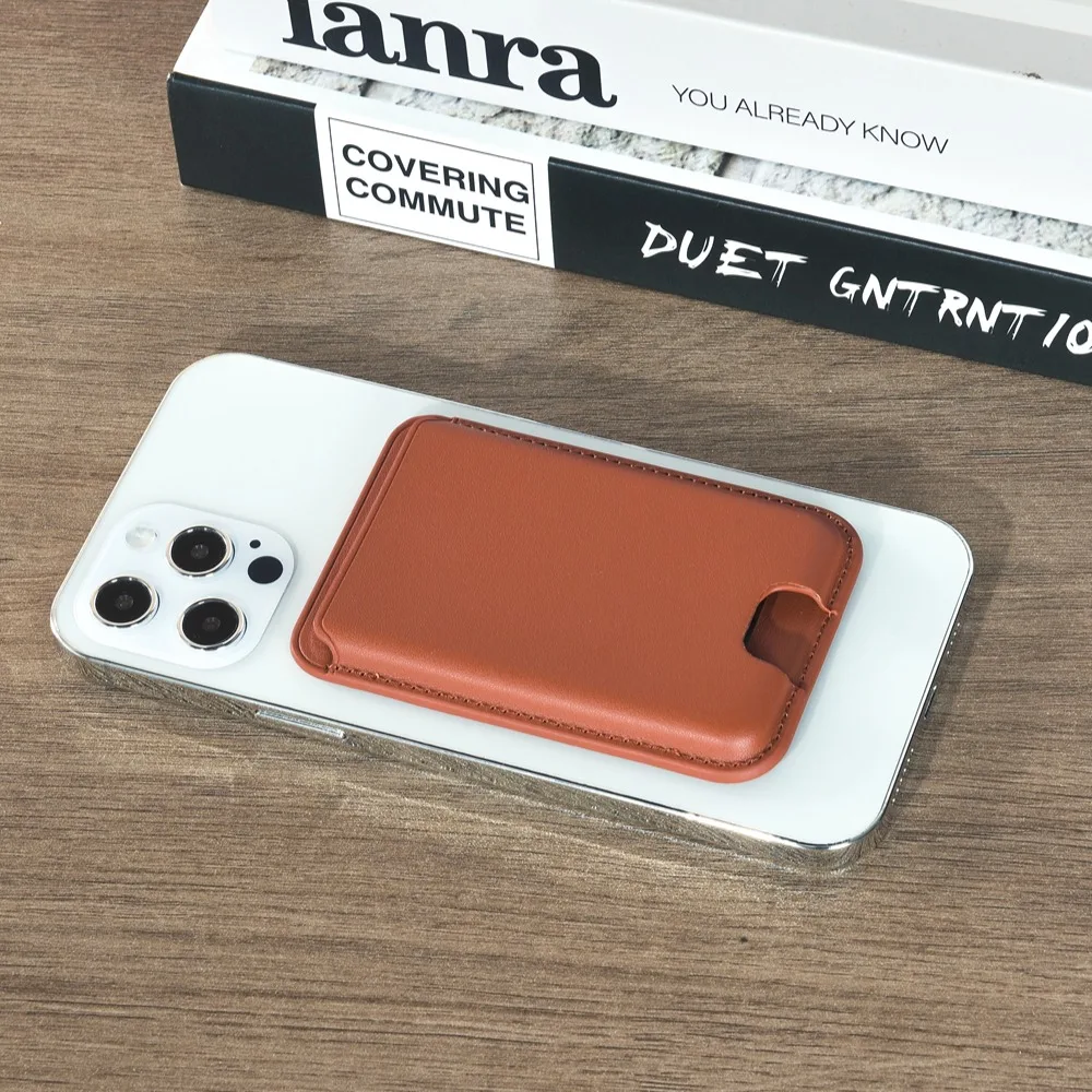 Magnetic Leather Wallet Card Holder with Bank ID Slot
