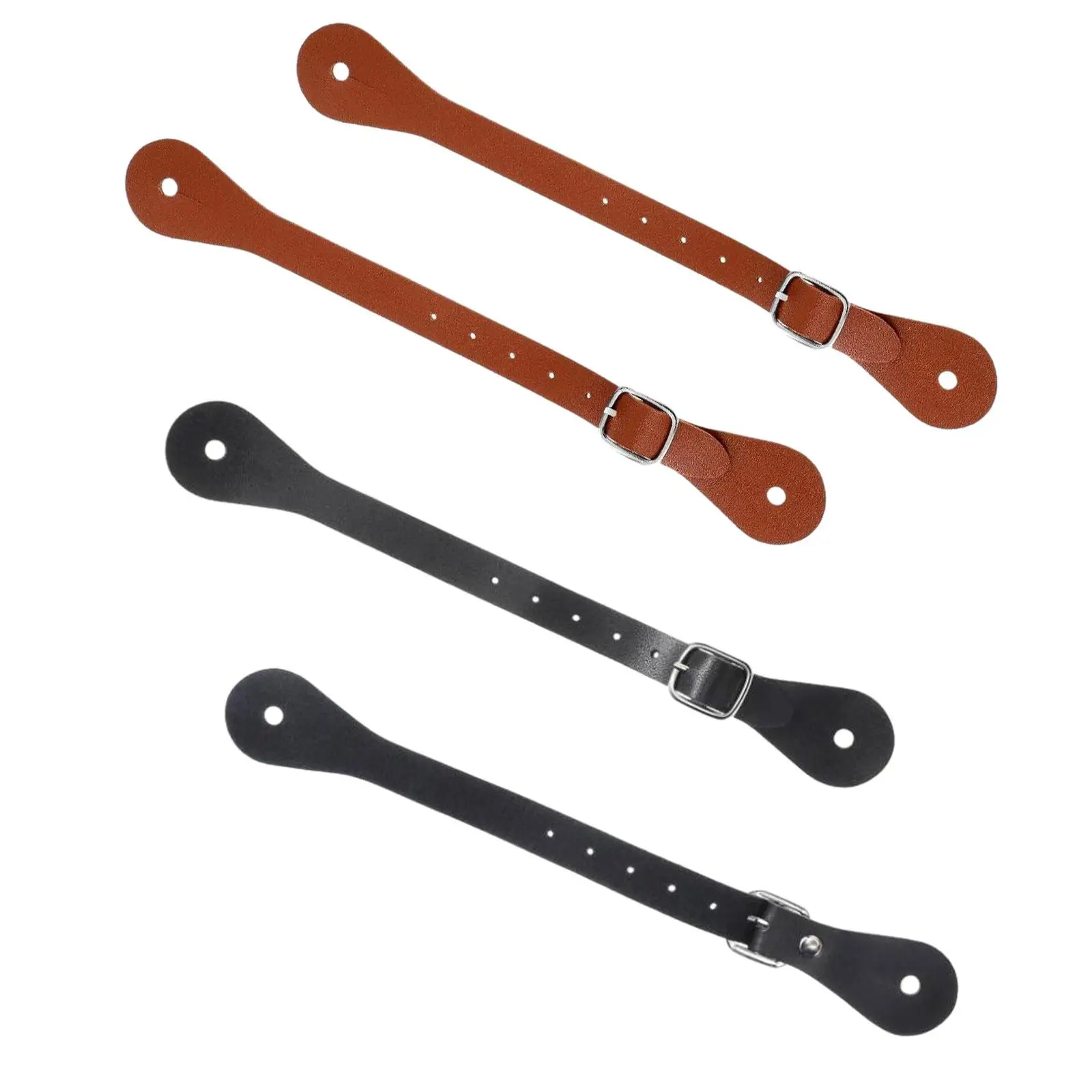 Spur Straps 2 Pieces with Buckle Cowboy Cowgirl Ladies Western PU Leather Durable Adjustable for Outdoor Equestrian Supplies