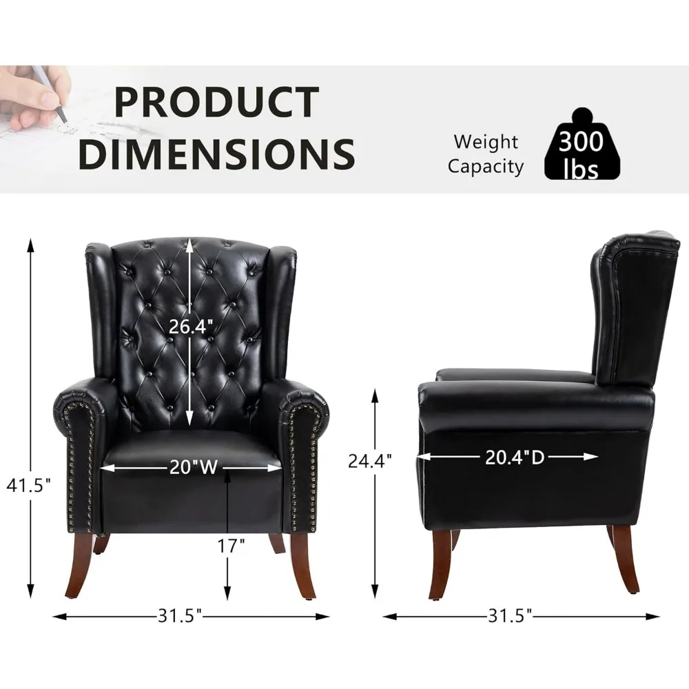 PU Leather Accent Chair with Wooden Legs 3