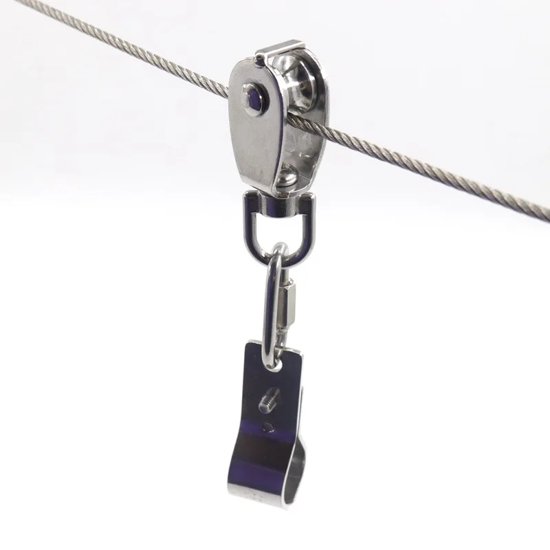 Sun Shade Net Accessories Stainless Steel Pipe Clamp Pulley Wire Rope Telescopic Wave Sunshade Nets Installation Kits With Pole