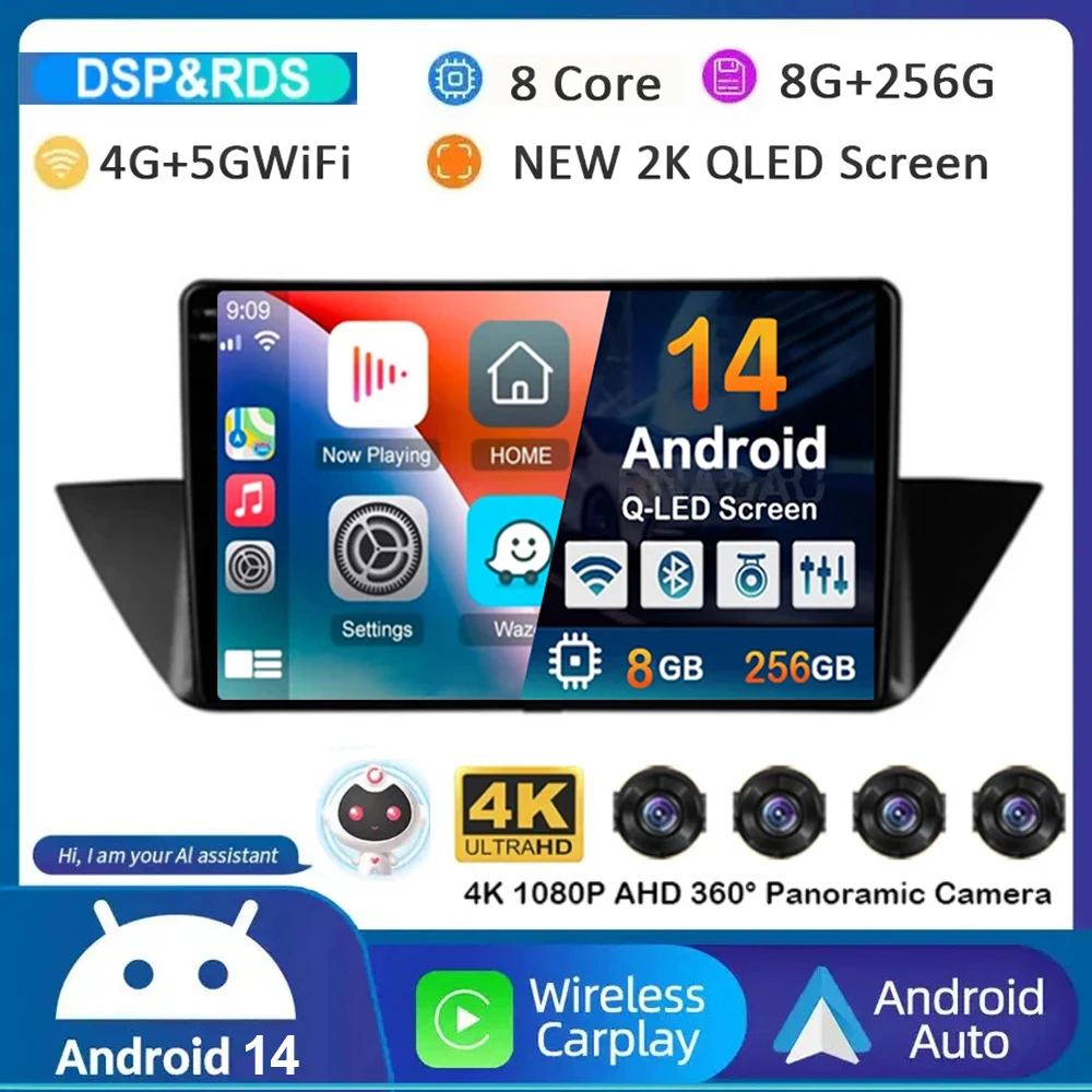 

10"Android 14 Auto CarPlay For BMW X1 E84 2009 2010 2011 2012 Car Radio Multimedia Video Players Gps Navigation Stereo Head Unit