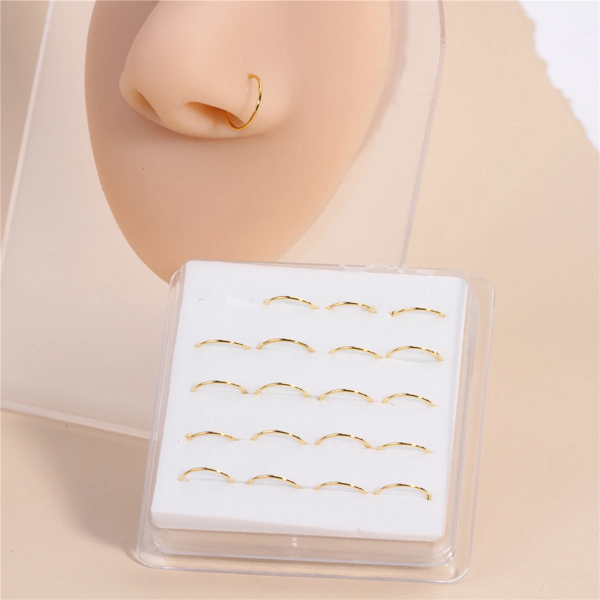 Nose Rings Piercing Jewelry Body Piercing Jewelry Body Jewelry 20PCS 10MM Hoop Nose Rings for Women Men Silver Gold Color Simple Classic Round