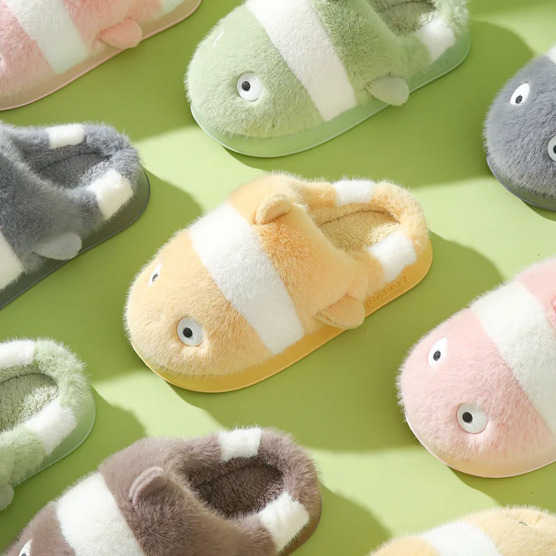

Spring Summer Slippers Soft Flax Simple Cute Warm Home Men Women House Floor Indoor Slides Fur Cross Fat Dudu Shoes Room Flat