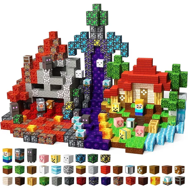 Magnetic Building Block Bricks Toy Mine Stacking World Creativity Model Set DIY Educational STEM Kids Holiday for Boy Girls Gift 1