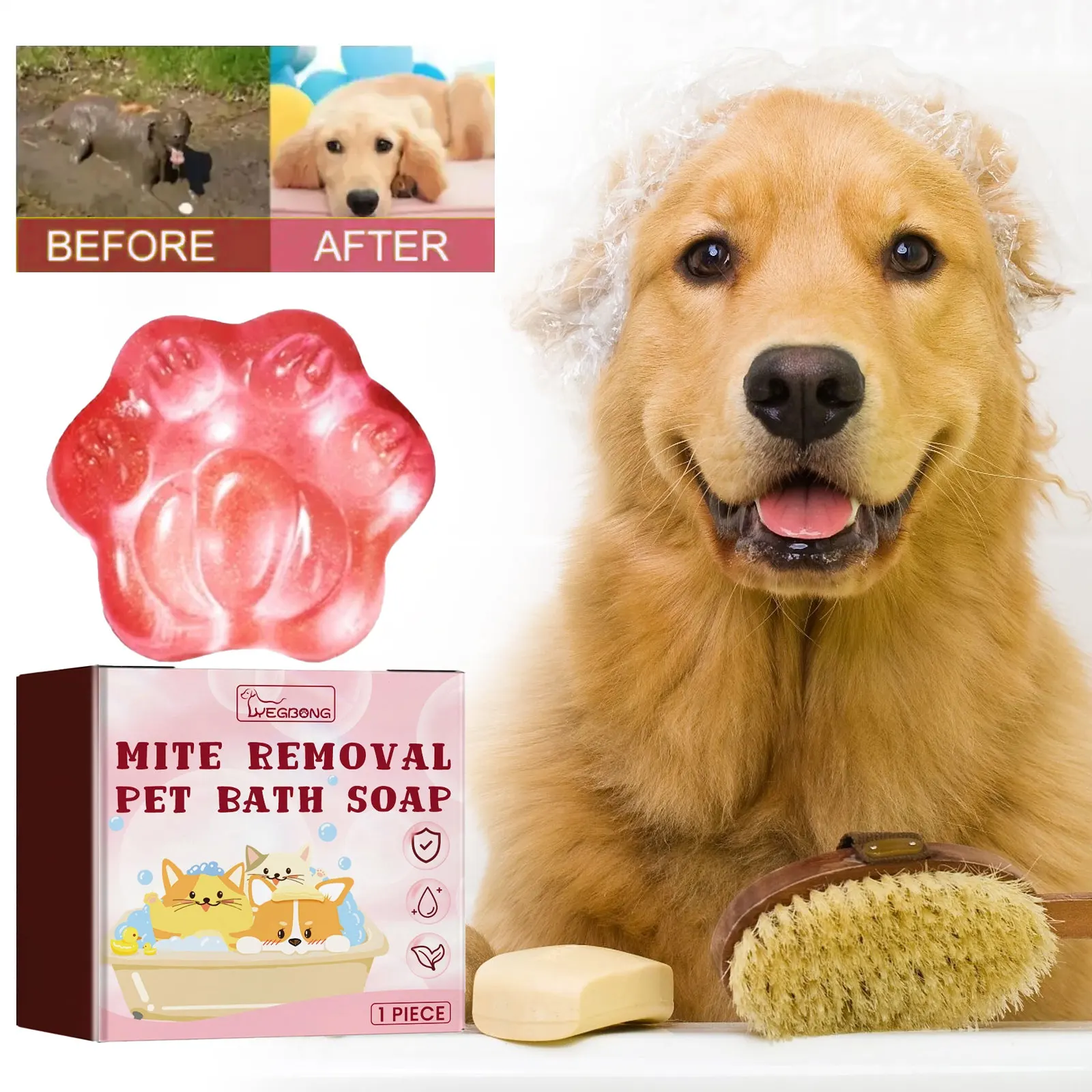 

Pet Mite Bath Soap Dog Body Deodorant Cleaning Softening Moisturizing Hair Anti Itching Sterilization Cat Shower Washing Soap