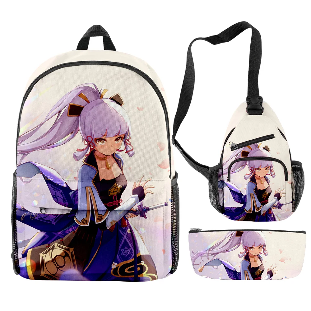 

Popular Genshin Impact Kamisato Ayaka 3D Print 3pcs/Set pupil School Bags Trendy Travel Laptop Backpack Chest Bag Pencil Case