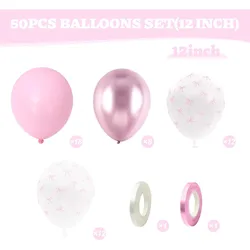 12 - Inch Pink Bow Balloons for Bridal & Birthday Celebrations (50Pcs Set)