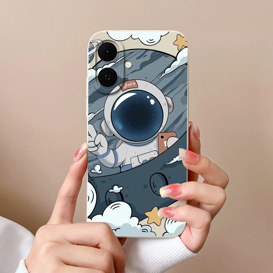 Cartoon Astronaut Cactus Anti-Fingerprint Creative Back Cover Case