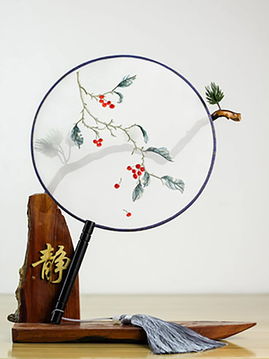 Chinese Ancient Embroidery Round Hand Held Fan, Traditional Palace, Paddle Dance Hanfu Fan, Wedding Favor Gift, Home Decor