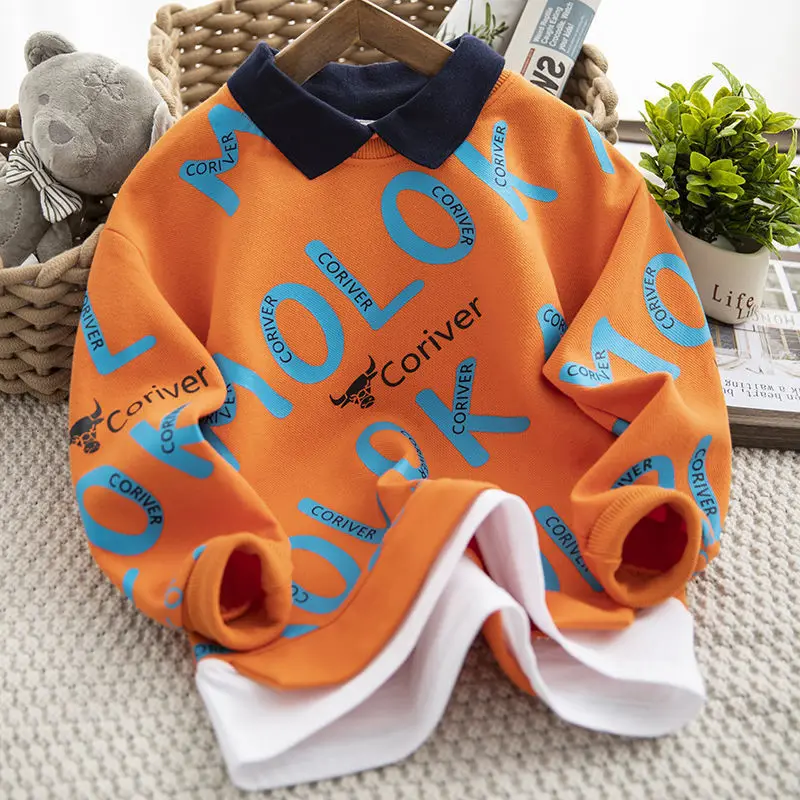 Toddler Baby hoodie Girls Fashion Sweatshirts Kids Boys Long Sleeve Cartoon Tees Children Letter Print Cute Print Outerwear