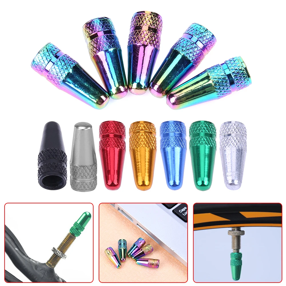 Bicycle Tire Valve Cap Valve Cap Valve Caps 5Pcs Aluminum High Pressure Caps for Valves Presta Bike Tyre Hat MTB Bike Accessories