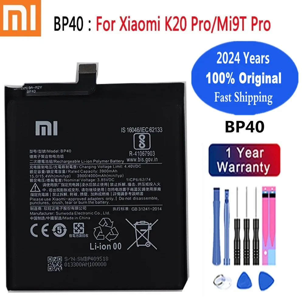 

2024 Years BP40 100% Original Battery For Xiaomi Mi 9T Pro Redmi K20 Pro Mi9T Pro 4000mAh Mobile Phone Battery Bateria + Tools