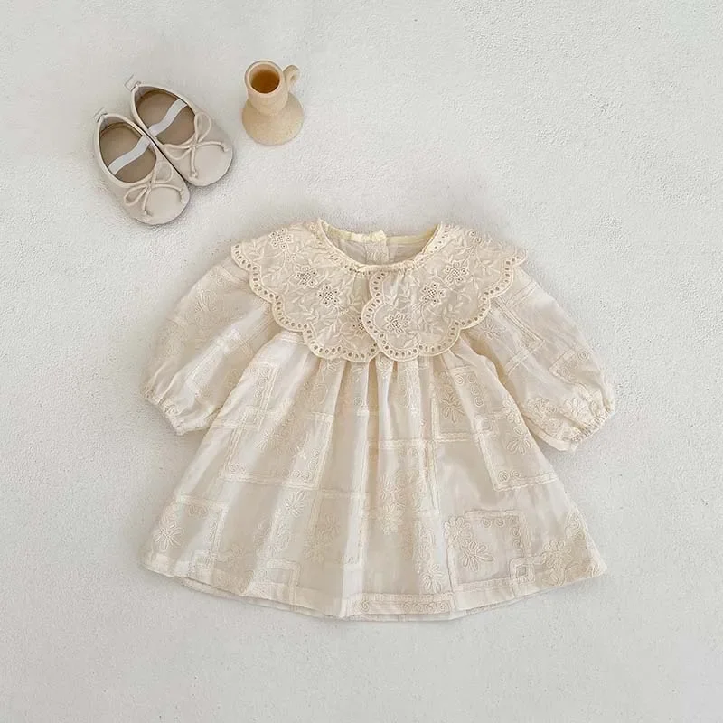 Autumn Baby Girls Embroidered Long Sleeve Infant Bodysuit